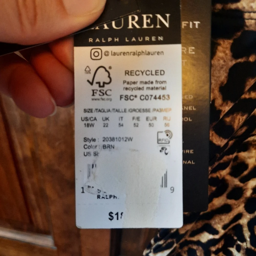 NWT Lauren Ralph Lauren Leopard Print Skirted One Piece Swimsuit Size 18W - Picture 10 of 16